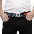 thumbnail image 3 of DC Comic, Seatbelt Buckle Belt, Batman Robin Superman Pose Logo Dot Black Purple, 34 to 52 Inches, 3 of 9