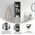 thumbnail image 6 of Flash Furniture Freestanding Linen Tower Storage Cabinet with Magnetic Close Door, In-Cabinet Adjustable Shelf, and 3 Upper Open Shelves in Gray, 6 of 13