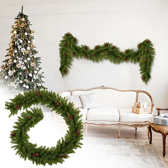 PALIFEUR 5.9ft Christmas Garland, Artificial Flower Pine Garland, Faux Green Christmas Winter Garland with Pine Cones and Pine Needle for Indoor Outdoor Christmas Decor