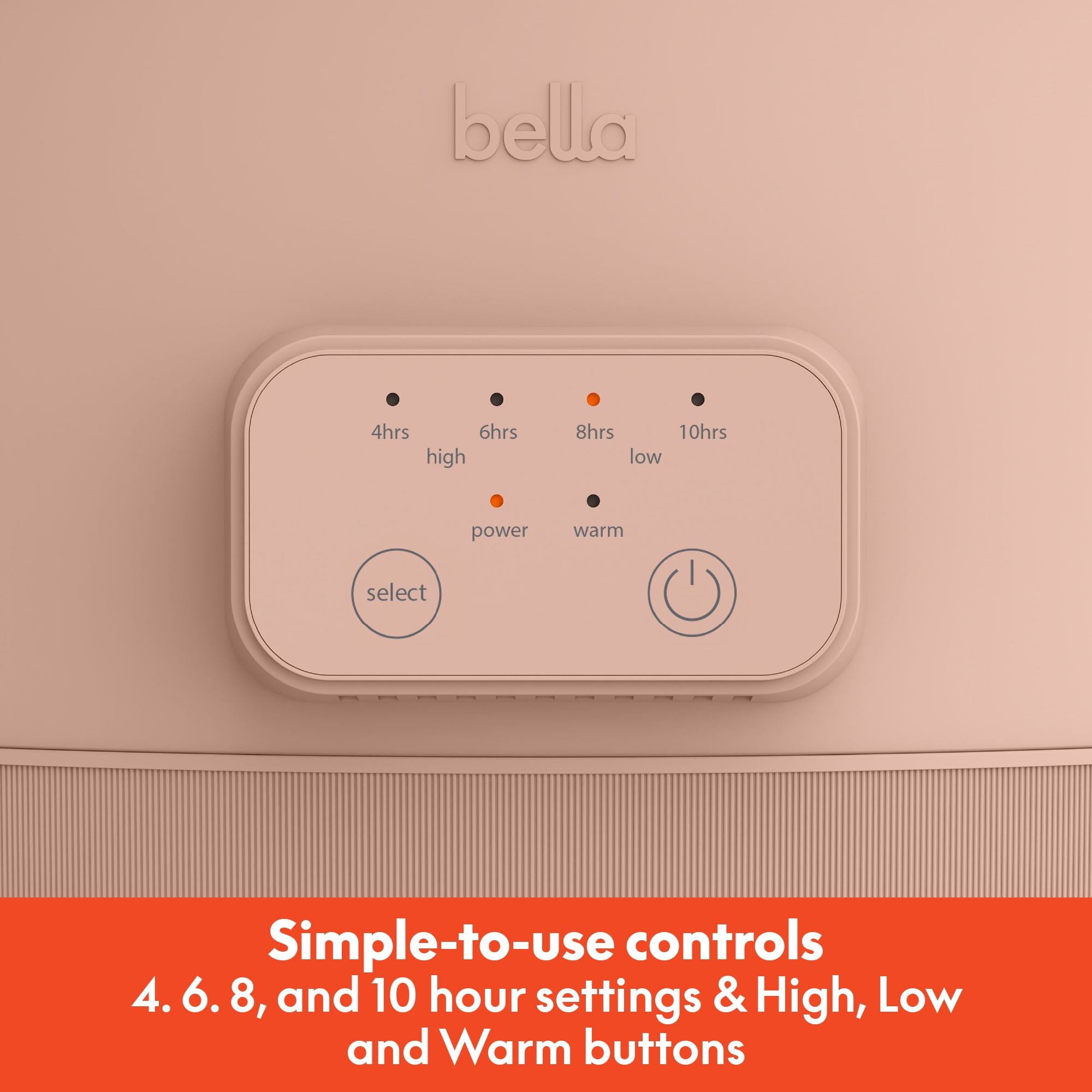 bella 6 Qt Digital Programmable Slow Cooker with Ceramic Nonstick Coating, Adjustable Temperature & Cooking Time, Dishwasher Safe Pot & Tempered Glass Lid, Blossom