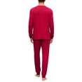 thumbnail image 5 of Dwelliawo Men's Pajamas Set Long Sleeve Cotton Blend 2-Piece Loungewear Soft cotton blend pajama set with breathable long sleeve top and pants with pockets. Wine M, 5 of 5