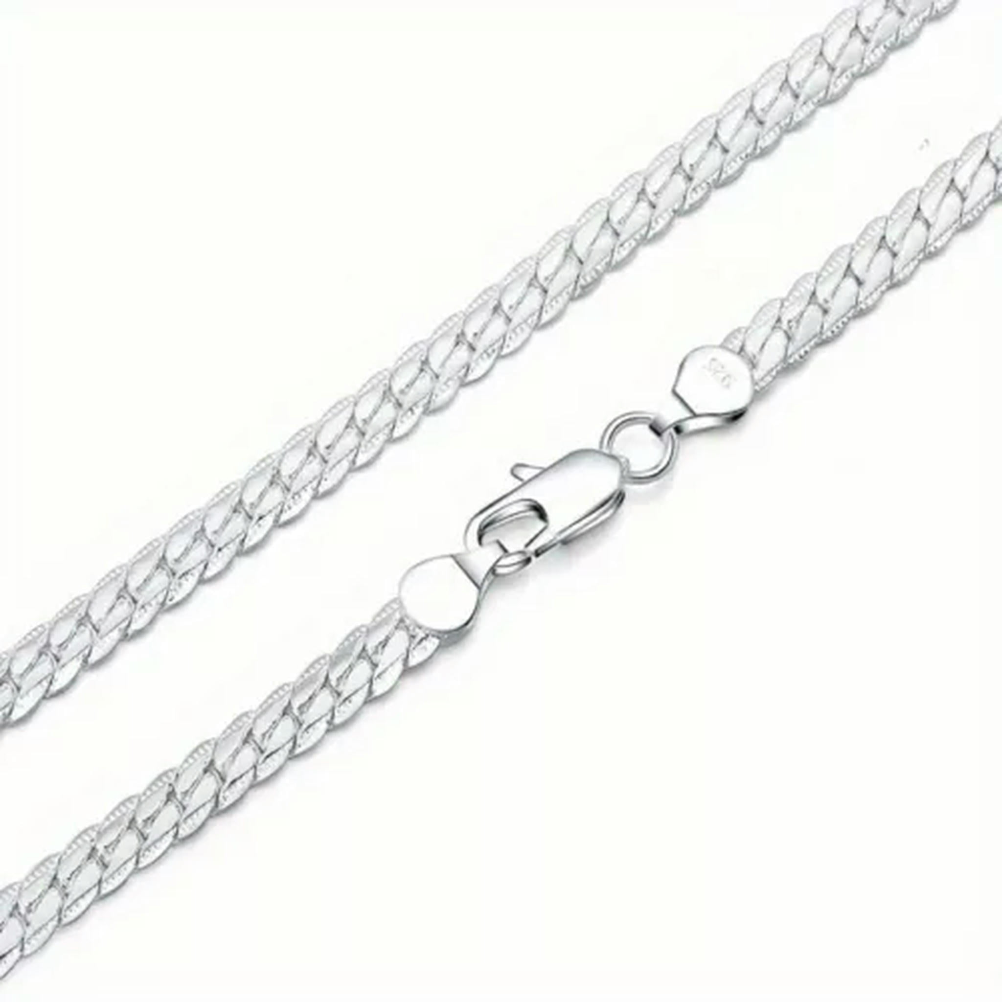 QQTDFG 925 Sterling Silver 5MM Sideways Chain Necklace For Men