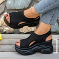 thumbnail image 5 of Pandaie Women's Platform Wedge Sandals Open Toe Orthopedic Sports Walking Sandal Ankle Strap Mesh Slip on Slingback Casual Shoes Sneakers Black Size 6, 5 of 9