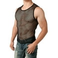 thumbnail image 3 of Men Mesh Tank Top See Through Fishnet Vest Sleeveless Fitted Muscle T-Shirts Tops, 3 of 7