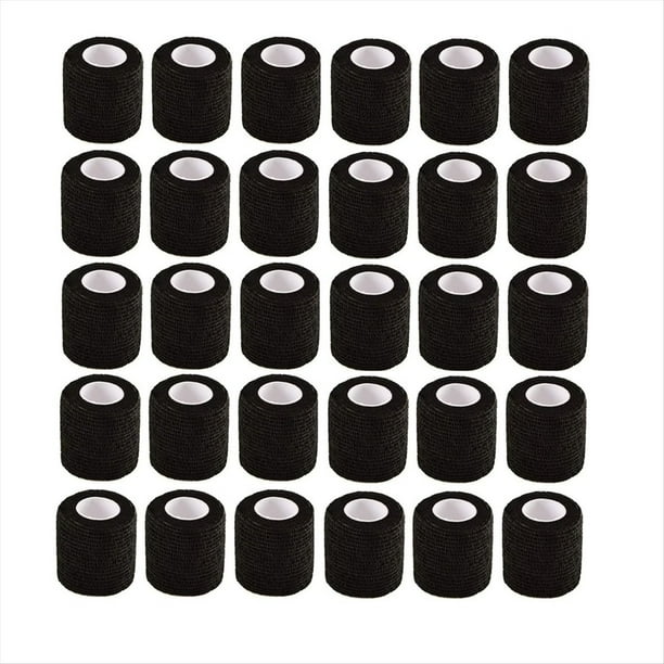 30 Vendajes Elásticos Autoadhesivos Negros de 5 cm para Deportes, para Lesiones Deportivas y Tratamiento de Mascotas.