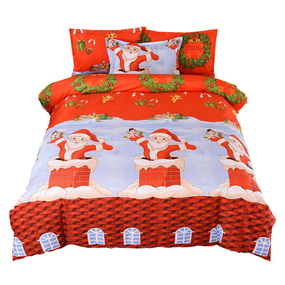 Winter Royal Santa XMAS Print Duvet Quilt Cover Bedding Set Pillowcases All Size 