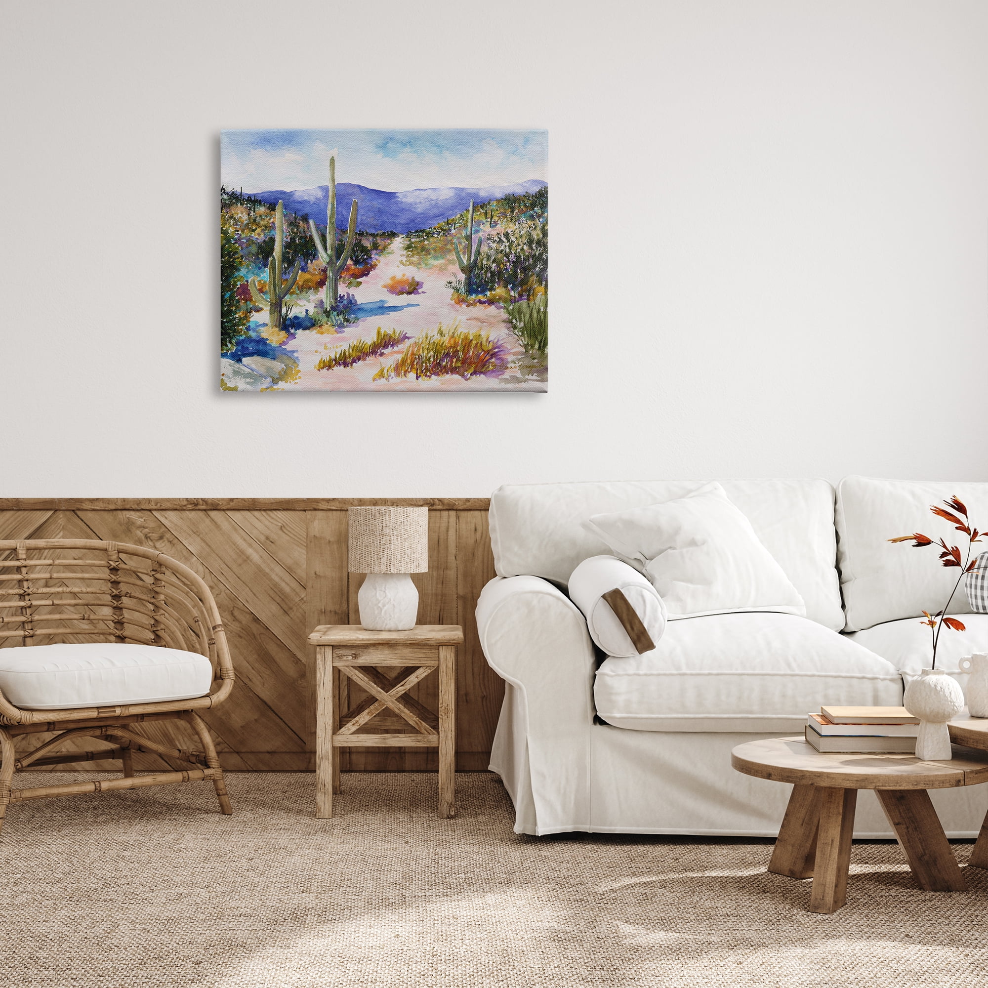 Stupell Industries Desert Scenery Painting Nature Painting Gallery Wrapped Canvas Print Wall Art, 40 x 30