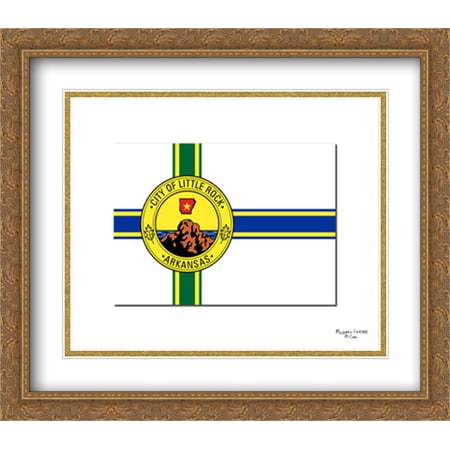 Little Rock, Arkansas 2x Matted 32x28 Large Gold Ornate Framed Art Print by The Flag Art Print Series