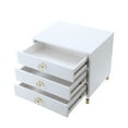thumbnail image 4 of Sunniva White Side Table - 3 Drawers, High Gloss Finish, Acrylic Knob and Acrylic Leg with Gold Tip, 4 of 10