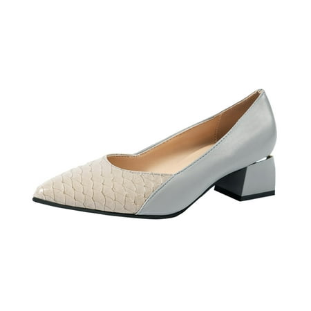 

Mackneog womens flat dress shoes Fashion Autumn Women Casual Shoes Low Heel Thick Heel Pointed Fish Scale Pattern Comfortable Artificial leather womens winter shoes