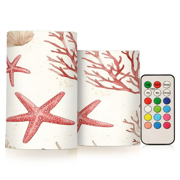 Yayeee Flameless Candles with Remote Flickering Battery Operated Multi Color Changing, White Starfish