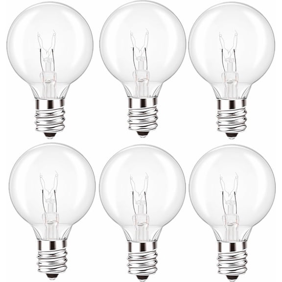Replacement 40W G50 Wax Warmer Bulbs E12 Candelabra Base Clear Incandescent Dimmable Warm White Bulbs for Full-Size Candle Warmers Halloween Festive Lights