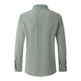 thumbnail image 5 of Mens Shirts Striped Long Sleeve Button Down Lapel Blouses Casual Outdoor Comfortable Loose Fall Tops Dark Green L, 5 of 5