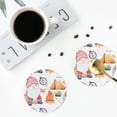 thumbnail image 5 of Disketp Gnome Camping Funny Coasters,6 Pcs Leather Coasters With Holder, Perfect Housewarming Hostess Gifts,Protect Furniture From Water Marks Scratch And Damage, 5 of 9