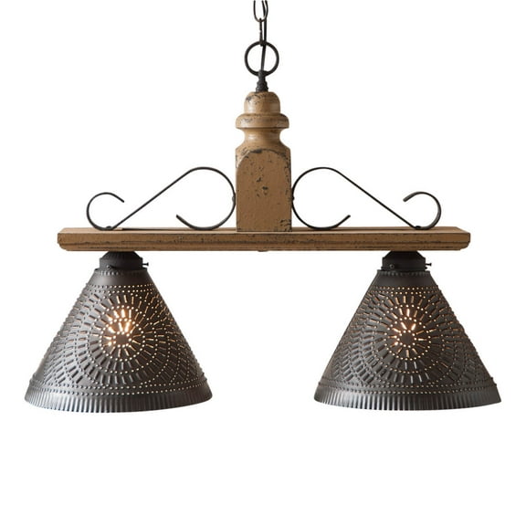 Irvins Country Tinware Wood Wellington Medium Island Light in Pearwood