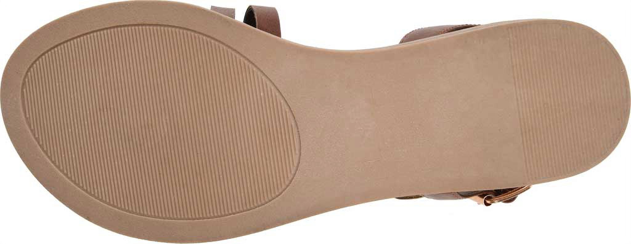 Women's Journee Collection Solay Flat Strappy Sandal Brown Faux Leather 7.5 M