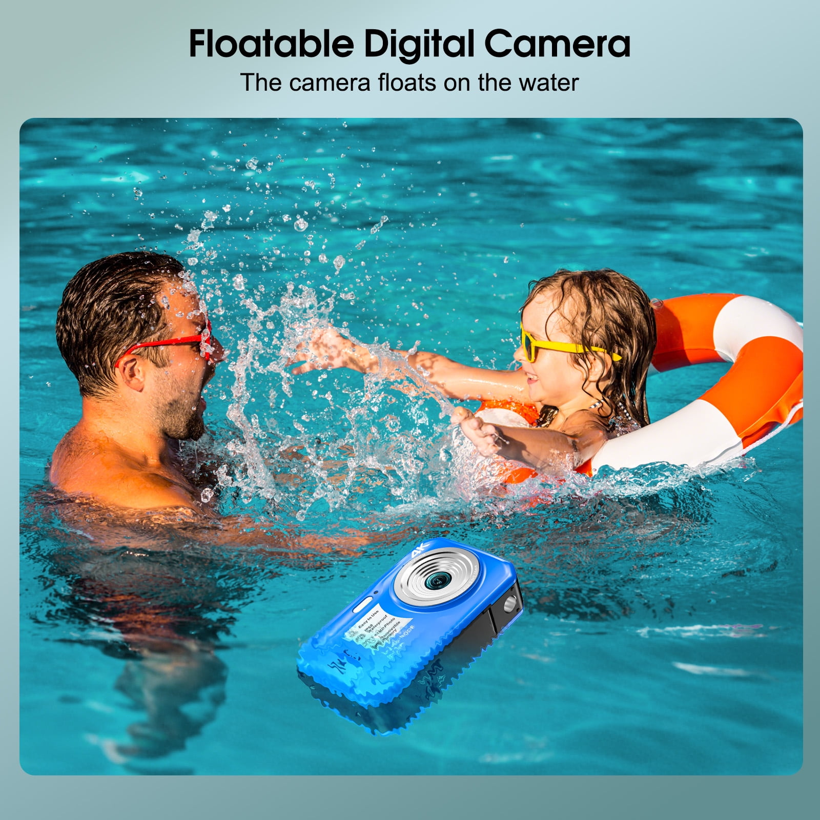 SEREE Waterproof Camera 4K UHD 64MP 16X Digital Zoom Compact Digital Underwater Camera with 16GB Card