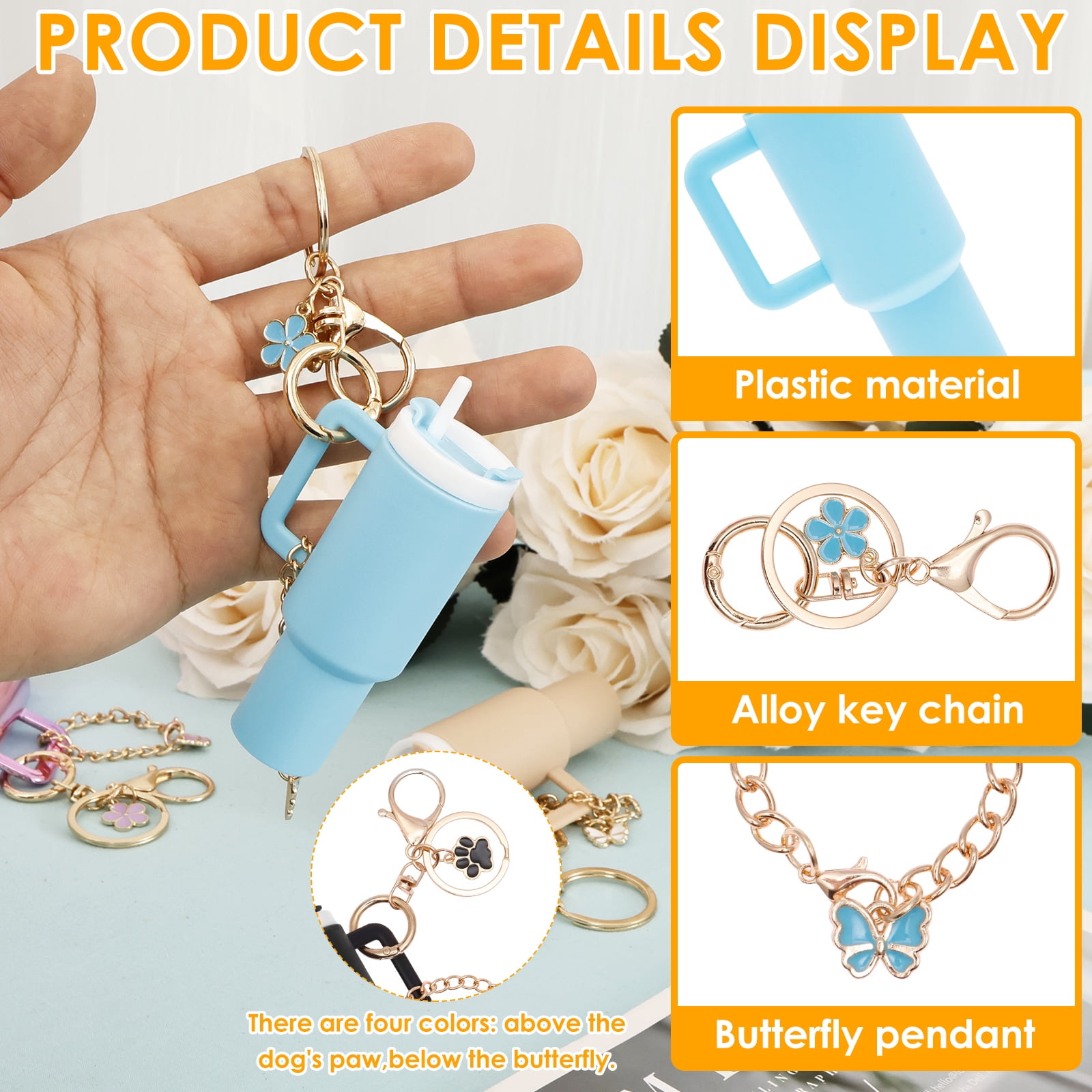 16 Pack Mini Tumbler Keychain, Cute Mini Cup Keychain & Lipstick Holder – Charms for Women & Girls, for Backpack, Bag & Handbag