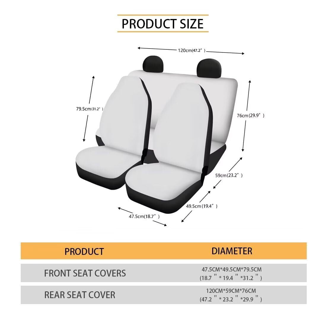 Brythos 4 Piece Vintage American Flag Car Seat Covers Front and Rear Seat Cushion Protectors