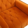 thumbnail image 5 of Velvet Accent Chair with Ottoman Set, Modern Fabric Upholstered Armchair with Golden Metal Legs and High Back, Single Sofa Chair Comfy Couch for Living Room Bedroom Lounge Corner, Orange, 5 of 7
