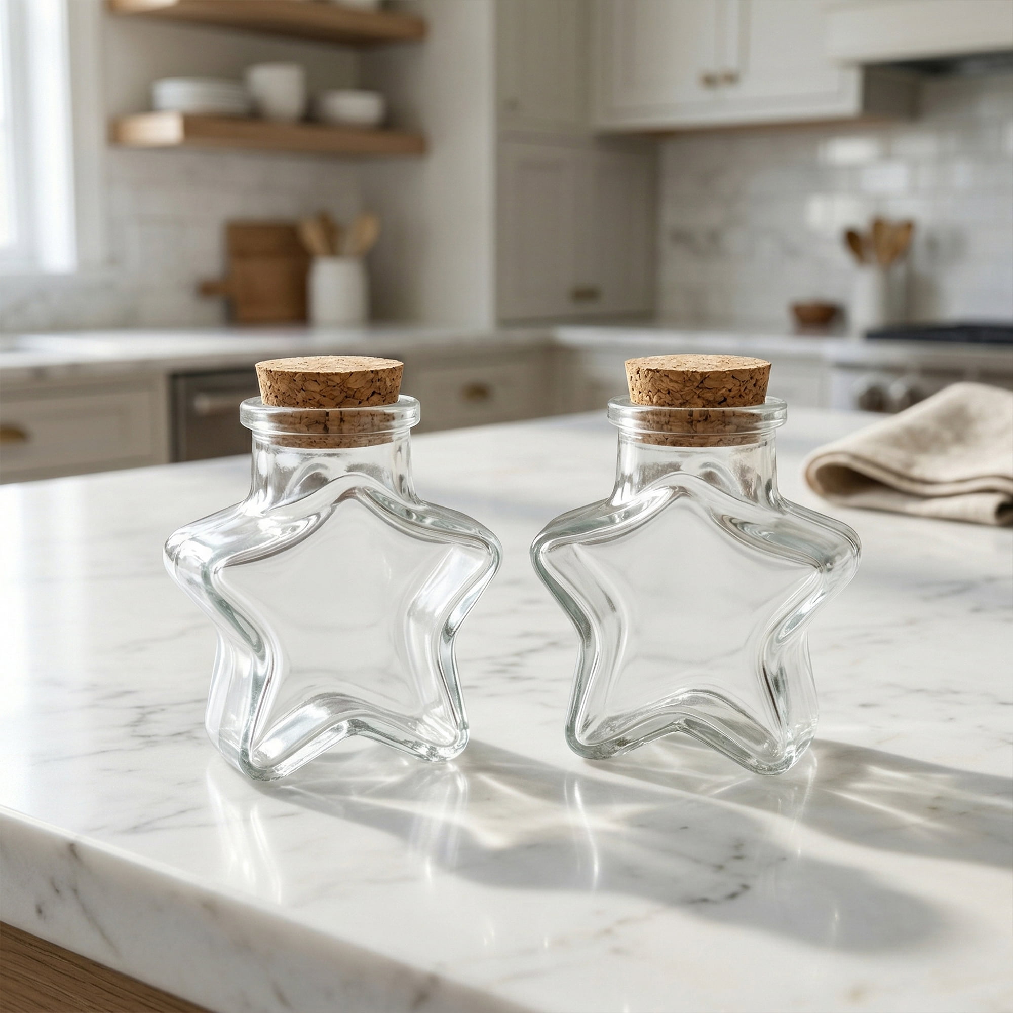 Unique Bargains 2pcs Vintage Glass Jars Storage Bottles Star Shaped 2.2"L x 1.5"W x 2.9"H