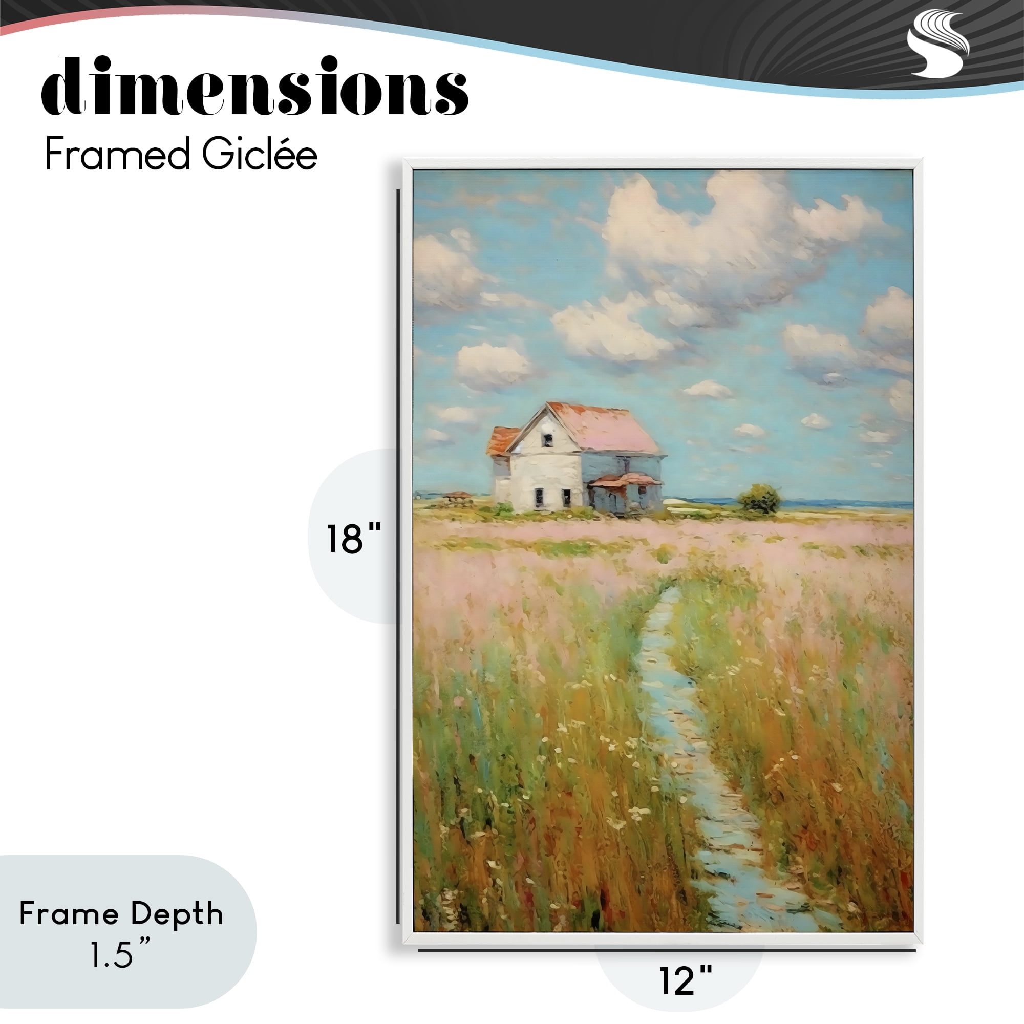 Stupell Industries House in Field of Flowers White Framed Giclee Art, design by Creative Studio