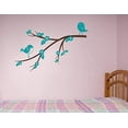 thumbnail image 2 of Branch Wall Sticker with Birds Flowers Girls Room Stickers Vinyl Art Decals Bedroom Decor- Chocolate Brown/Teal, 2 of 6