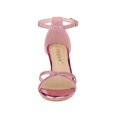 thumbnail image 6 of BLISSFUL STEP Women's Glitter Ankle Straps Stiletto Clear Heels Sandals Pink 8, 6 of 7