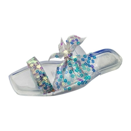 

VKEKIEO Summer Sandals For Women Flat Slip On Sandals Crystal Roman Shoes Open Toe Casual Sandals