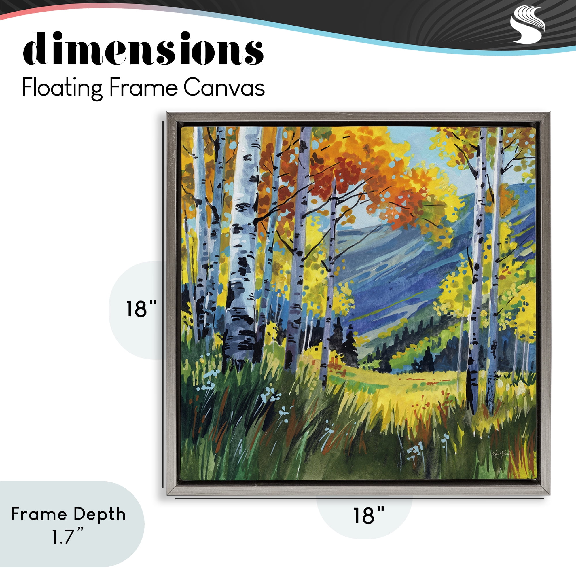 Stupell Industries Autumn Golden Birch Grove Gray Framed Floater Canvas Wall Art, design by Kate Jarvik Birch