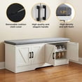 thumbnail image 7 of Gianna 28 Inch Shoe Storage Bench，Shoe Organizer Cabinet with Padded Seat Cushion, 4 Doors, Adjustable Shelf for Entryway, White, 7 of 7
