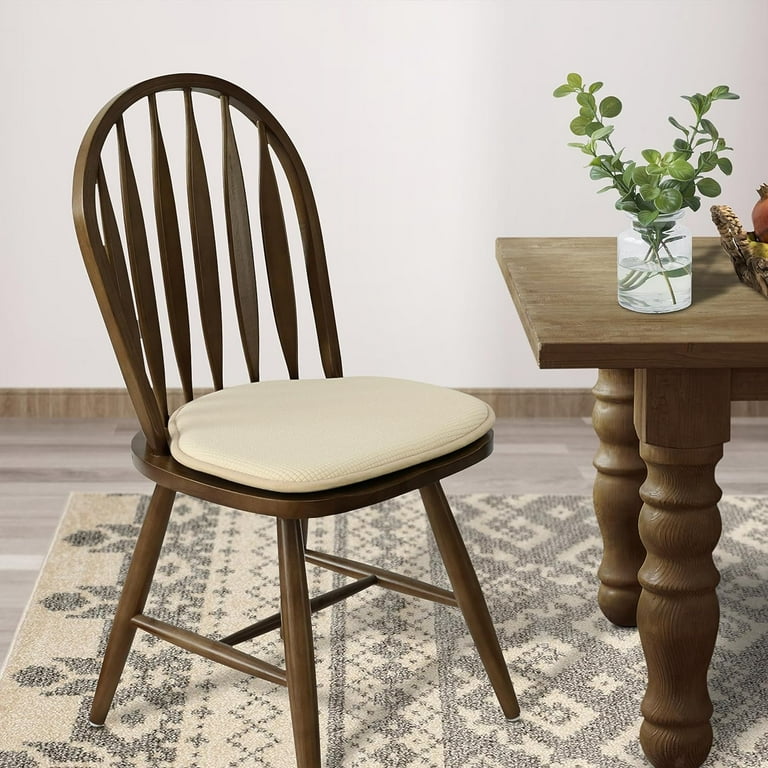 Beige Farmhouse Dining Seat Cushions Non Slip Kitchen Chair Pads for Windsor Chairs Soft Textured Fabric Fits Most Chairs Comfortable and