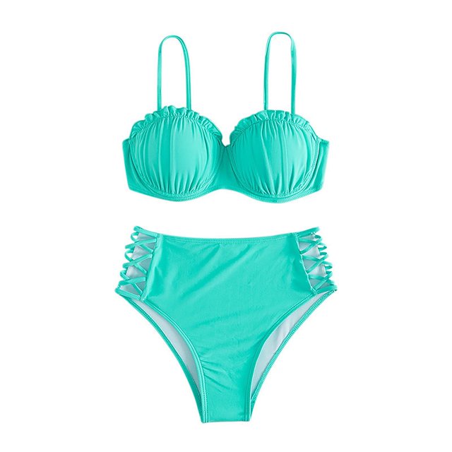 Gibobby Conjunto de Bikini para Mujer Traje de baño Verano Moda Color sólido Traje de baño Sexy Color sólido Temperamento traje de baño(A,G)