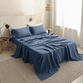 thumbnail image 6 of Simple&Opulence 100% Linen Sheet Set Solid Color-3 Pcs Washed French Linen Bed Sheets(1 Flat Sheet,1 Fitted Sheet,1 Pillowcase)-Breathable Bedding Set (Twin,Blue), 6 of 9