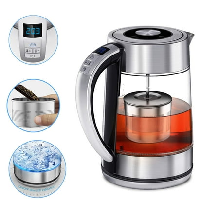 2 in 1 Electric Kettle With Tea Infuser - 1.7L Cord Free Glass Kettle Teapot with Variable Temperature Control, Perfect for Loose Leaf Tea, Blooming Tea,