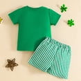 thumbnail image 5 of Leey-World Toddler Baby Boy St Patricks Day Outfit Short Sleeve Lucky Clover Print Shirt Shorts Set Summer Clothes 2Pcs|Green,6-12 Months, 5 of 9