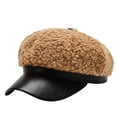 thumbnail image 4 of XIAOCHA Womens Mixed Newsboy Cap Solid Curved Brim Casual Hangout Newsboy Hats,Brown, 4 of 4