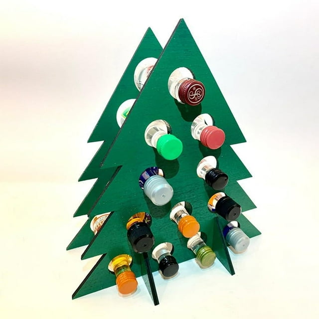 SIfdSeng Elegant and Practical Tree Shaped Wooden Bottle Rack with Circular Hollow Design Suitable for Home Decoration of Collectors Organizer Room Storage