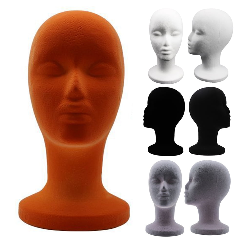 2pcs Female Mannequin Styrofoam Head Models Wigs Glasses Hats Display Stands 