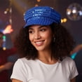 thumbnail image 7 of Jiibva Glitter Sequin Hat 70s Disco Adult Hat Bling Costume Hats Retro Dress Up Caps Newsboy Cap Beret Birthday Party Dance Caps Fancy Dress Accessory, 7 of 7