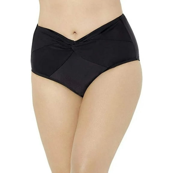 Swimsuits For All Bikini Bottom Women's Plus Size 12 Black Twist Front Brief