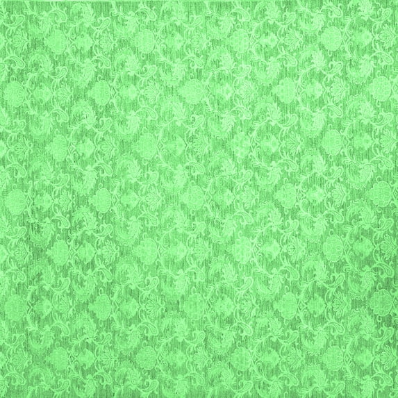 Ahgly Company Indoor Square Abstract Emerald Green Contemporary Area Rugs, 7' Square