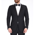 thumbnail image 2 of Blujacket Men's Black Italian Wool Canvassed Slim Fit Shawl Lapel Tuxedo Suit, 2 of 7