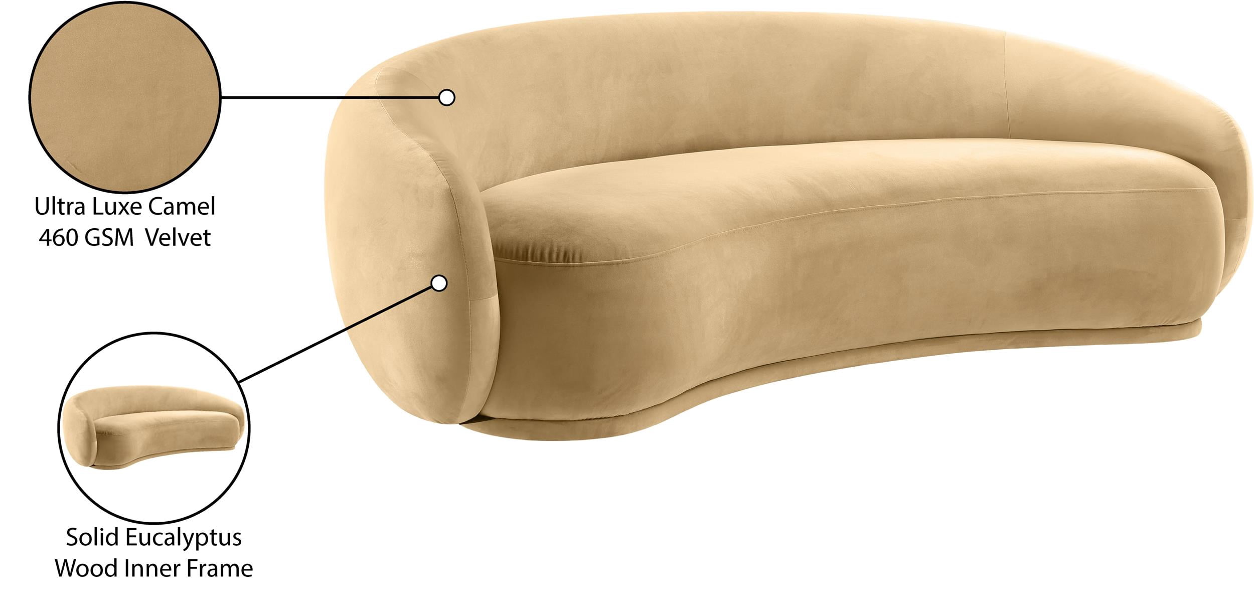 Meridian Furniture Emery Camel Velvet Sofa