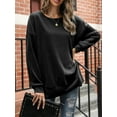 thumbnail image 3 of Fancyglim Women Round Neck Sweatshirt Long Sleeve Oversized Blouse, Black 2XL, 3 of 7
