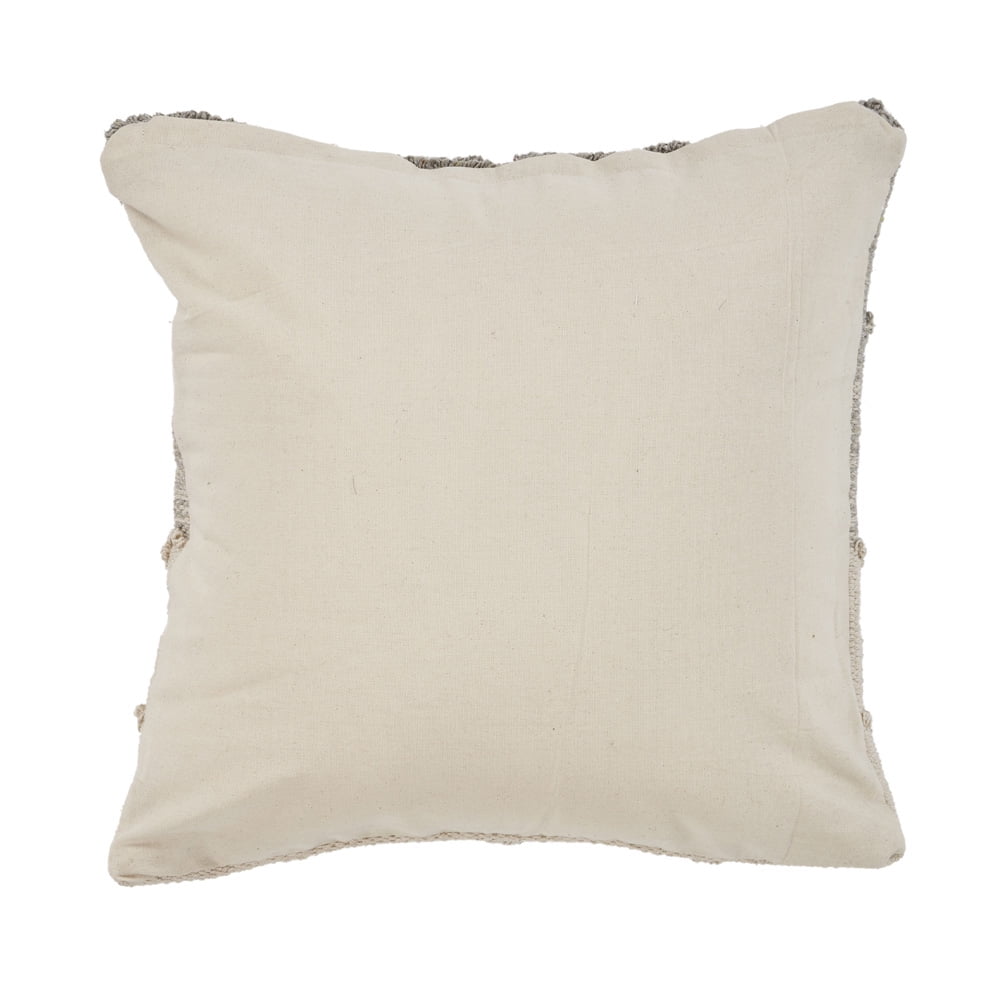 Ox Bay 18" x 18" Hand-Woven Cream/ Tan Geometric Organic Cotton Pillow Cover