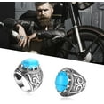 thumbnail image 3 of Retro Large Tiger Eye Stone Mens Ring Turquoise Vintage Ring for Men Oval Gemstone Stainless Steel Ring Size 7-13, 3 of 7