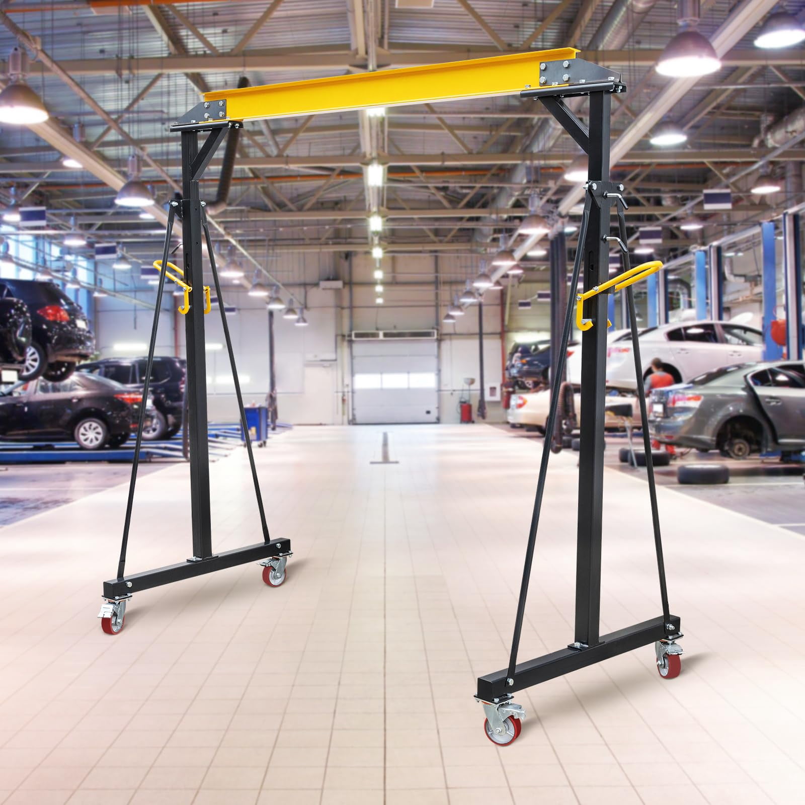 Trilenars Adjustable Mobile Crane, 1-Ton 2000 Pound Loading Capacity Gantry Crane, Portable Workshop Lift, Very Suitable for Factories, Construction Sites, Warehouses, and Automotive Maintenance