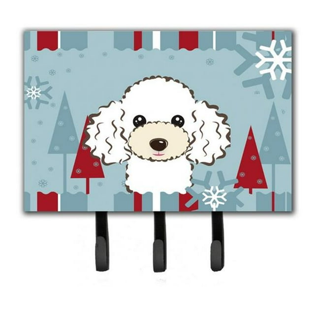 Porte-Laisse et Porte-Clés White Poodle pour les Fêtes d'Hiver
