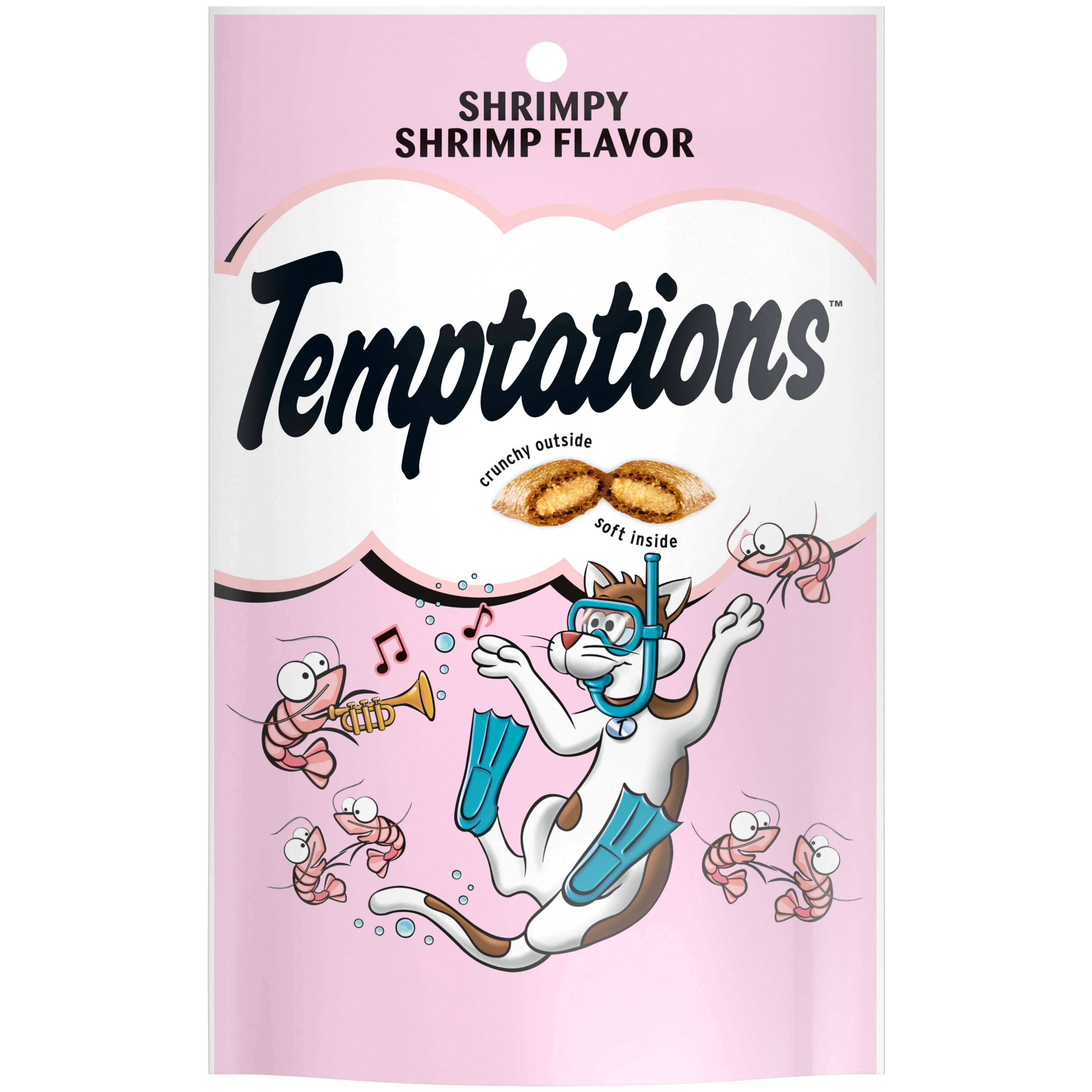 Temptations Classic Shrimpy Shrimp Flavor Crunchy And Soft Treats For Cats, 3 Oz Pouch